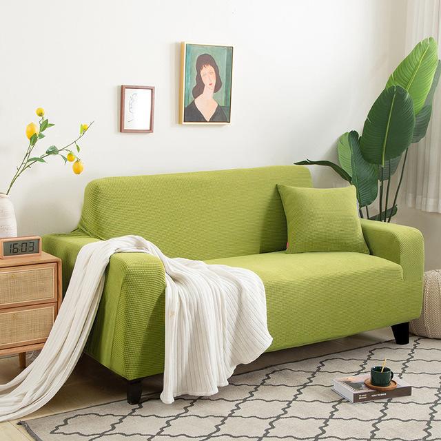 L Shaped Jacquard Sofa Cover Used For Living Room Room Flexible Thick Corn Fleece Couch Protector Solid Color Settee Covers 1 /2 /3 /4 Chairers
