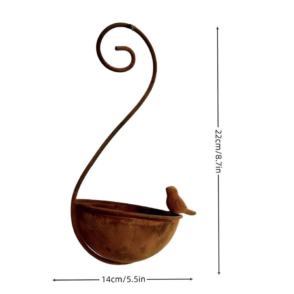 Rusty Metal Hanging Bird Bath Feeder Large Capacity Bird Water Bowl Bird Water Drinker  Backyard