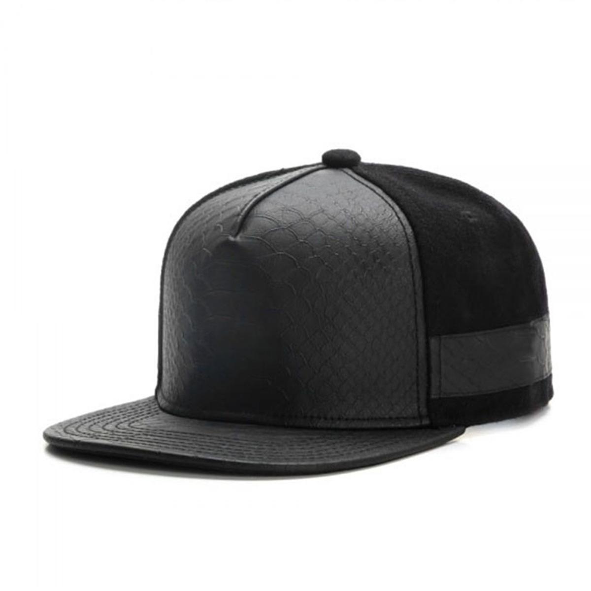 Hip Hop Blank Black Leather Adult Sun Hat Hip Hop Baseball Hat Wholesale чёрный