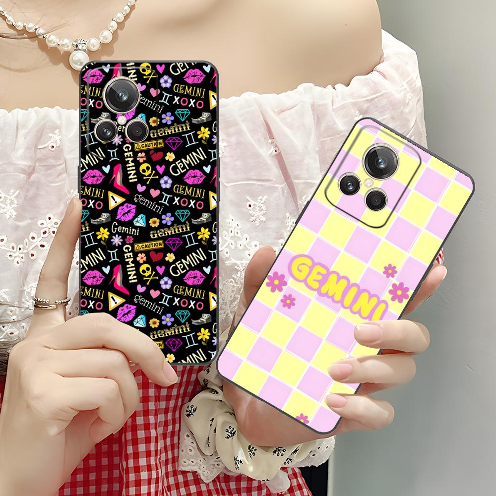 Zodiac Sign Gemini Phone Case for Realme 15 14 13 12 11 10 9 Pro Plus T i Lite 5G Soft TPU Shockproof Cover
