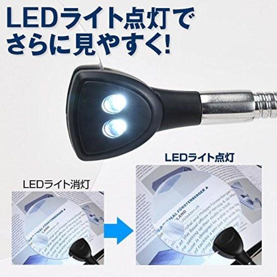 Sanwa Direct Stand Loupe Magnifying Glass LED Light Clip-Compatible Crafting Plastic Models 400-CAM019