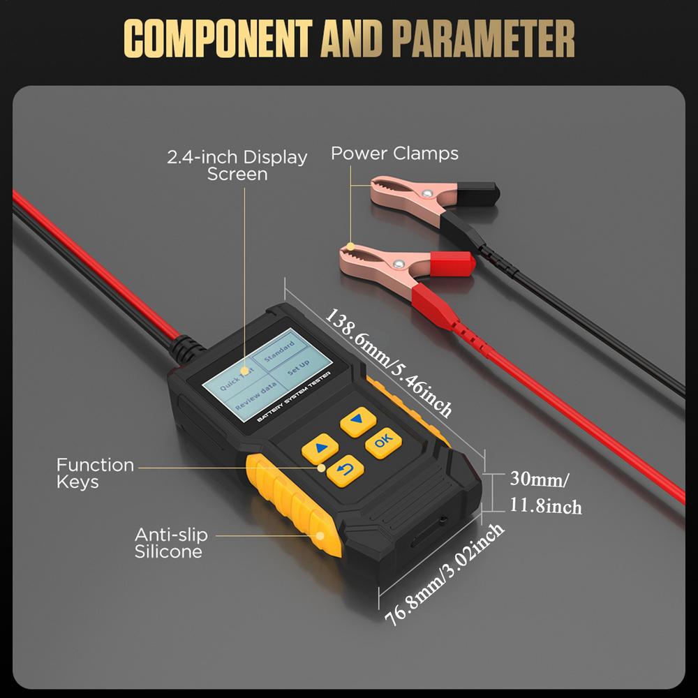 

Battery Tester Automotive Vehicle Battery Tester Compact Smart Analyzer For Circuit Electrical Alternator Boat RV Bench Throttle чёрный