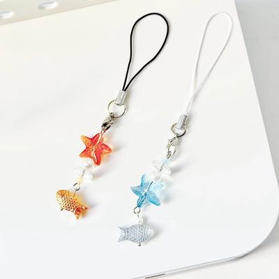 Handgefertigt Kleiner Fisch Seestern Seestern Perlen Handyanhänger Armband Niedliches Lanyard Schlüsselanhänger Tasche Kamera Kopfhörer Anhänger Lanyard