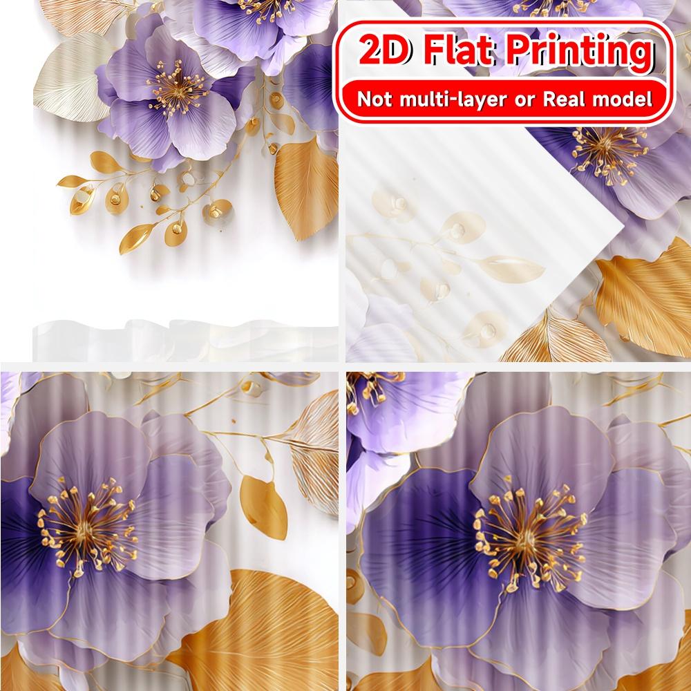 2D Flat Printing  2pcs Elegant Blooms Chic Curtain Cloth Durable Polyester Curtains Festive for Semi-Transparent Living Room