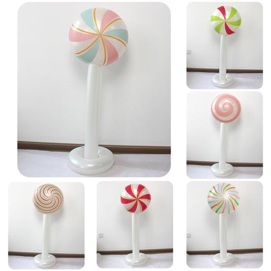 Inflatable Candy Cane Christmas Lollipop Decor 47.2 Inch PVC Outdoor Indoor Party Decoration Festive Photo Prop for Yard Home Store