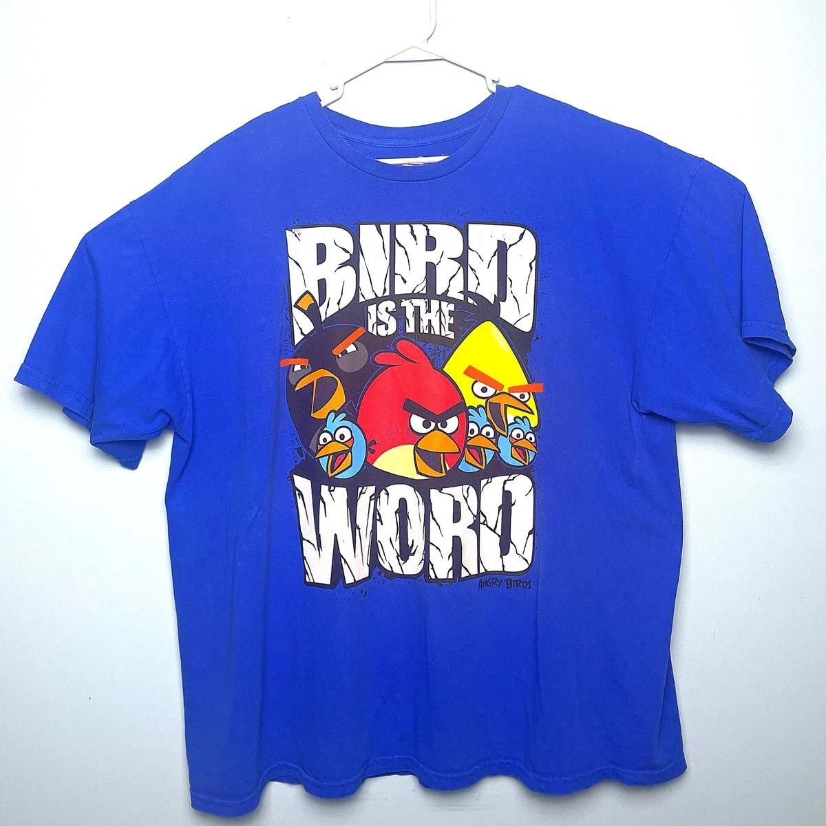 

Angry Birds Blue T-Shirt 2XL Bird is the Word Graphic Tee Red Yellow Black M
