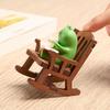 Mini Frog Resin Ornament Japanese Rocking Chair Cute Home Office Room Car Desk Decoration