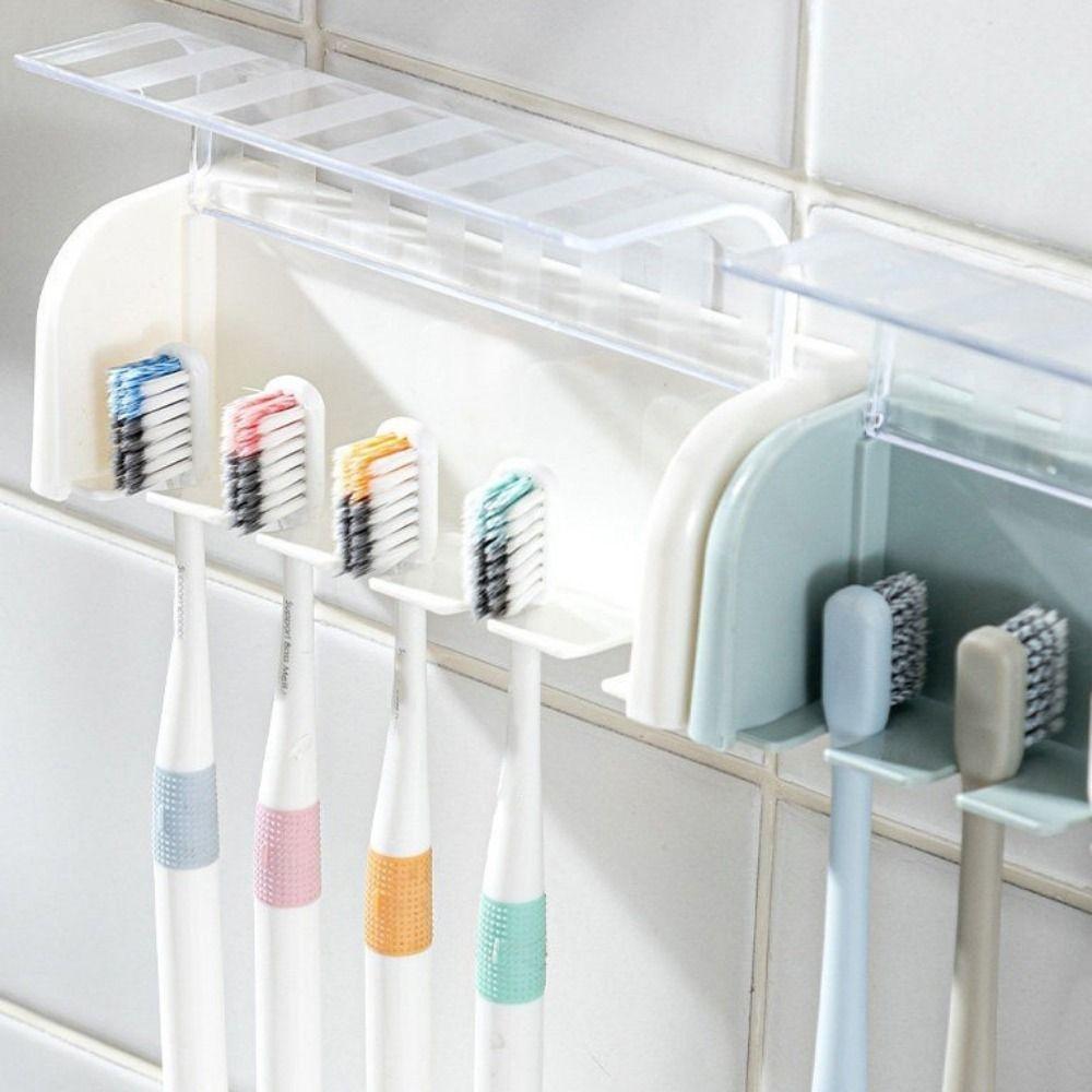 Wall Mounted 5 Slots Toothbrush Holder Self-adhesive Electric Toothbrush Holder  Storage Rack
