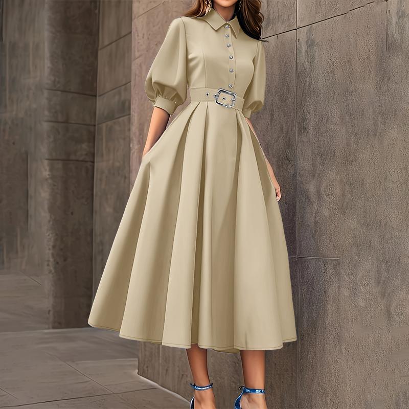 ZANZEA Damen Freizeitkleid Sommer Halbsleeve mit Umlegekragen