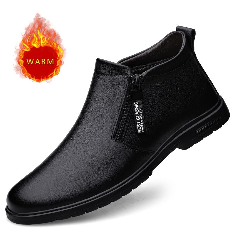 Winter Hot Selling Men s High Top Shoes Versatile Black Office Business Boots High-quality Mens Genuine Leather Formal Shoes 37 4518₽