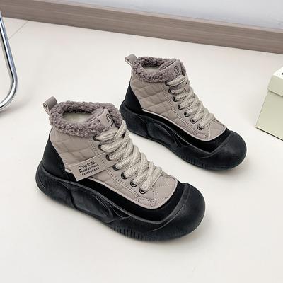 Plateau-Schneestiefel für Damen Winter Neu Schnürschuhe Lässig Sportschuhe Mode Plus Fell Warm Knöchelstiefel Damenschuhe Sneaker