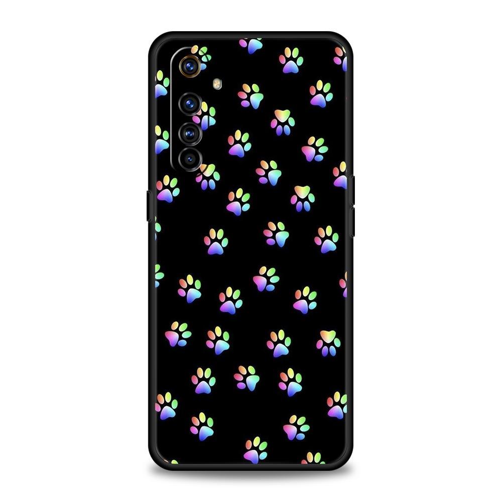 Soft TPU Case For Realme C67 C63 C55 C53 C25 C21 10 11 12 13 GT 2 3 5 Pro Plus 5G Shockproof Phone Cover Dog Footprint Paw Cute