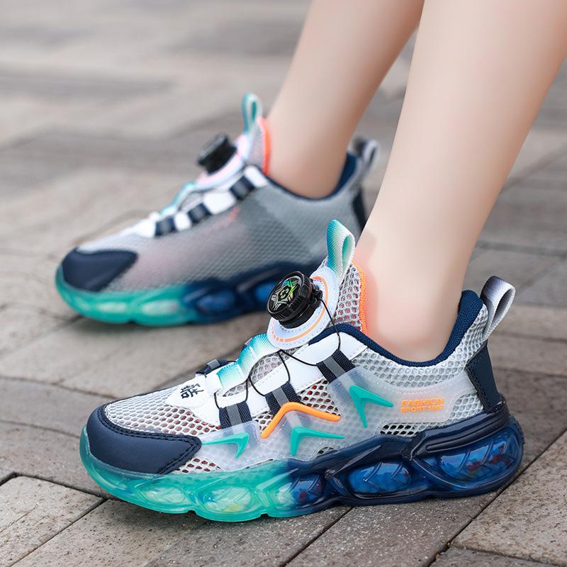 Classmate Men's Spring and Autumn Children's Casual Sneakers Middle and Older Children's Rotating Button Mesh Shoes Student Non-Slip Running Shoes