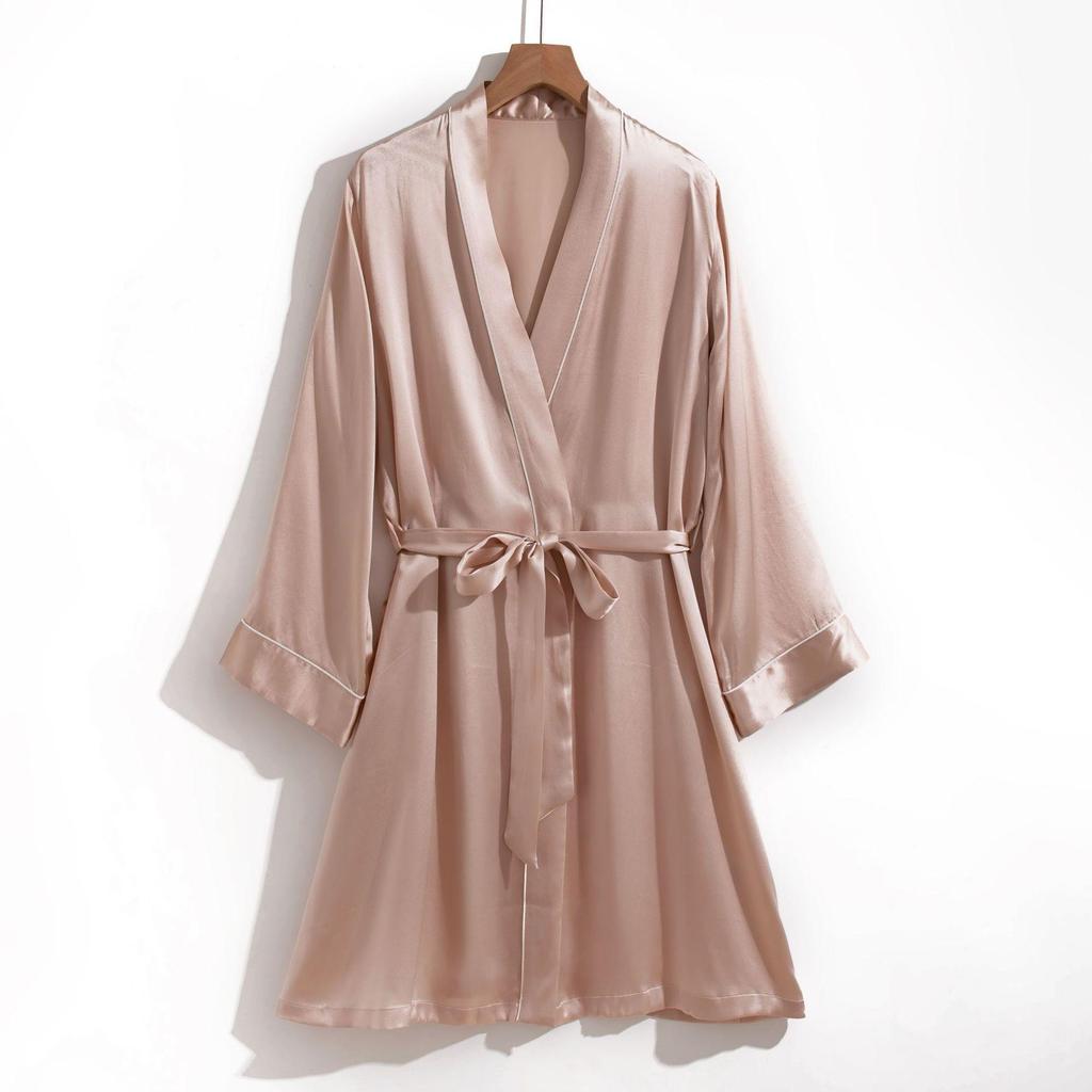 2025 Women's Silk Spaghetti Strap Robe & Nightgown - Elegant Bridal Homewear