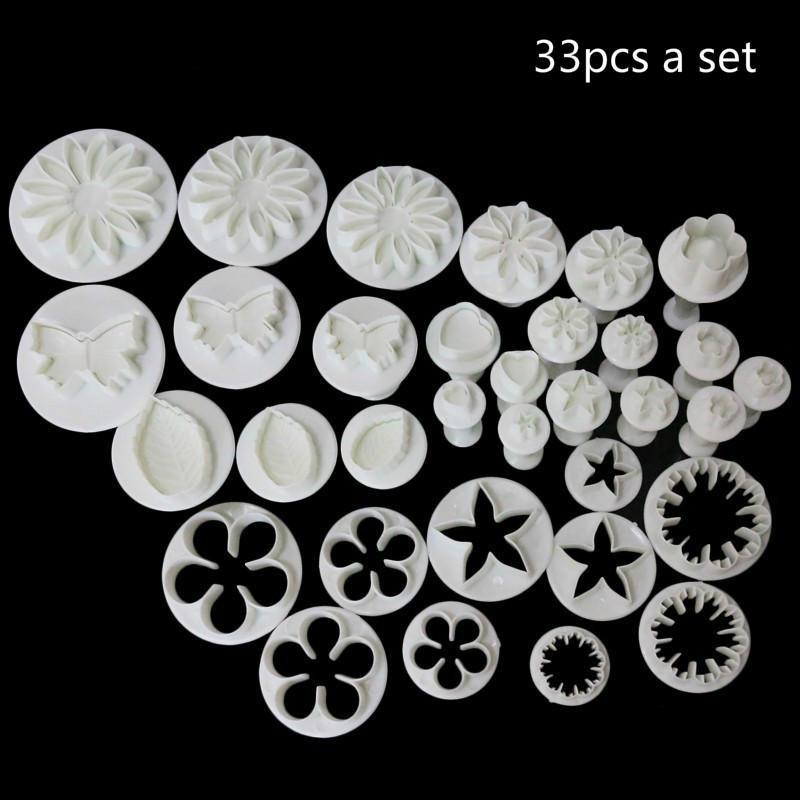 33 stk Stempel Plast Fondant Cutter Gjør-det-selv kake Kjeksform Kakebakeverktøy