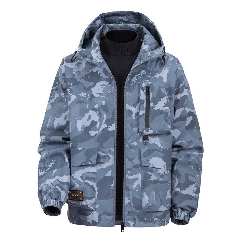 European Size Hooded Tooling Jacket Men's New Loose Casual Camouflage Men's Top Coat