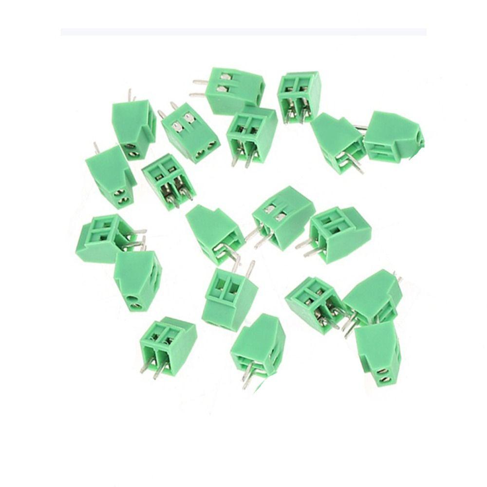 20PCS 2.54mm Pitch 2 Pin Terminal Block Green Terminal Connector  Electrical Connections