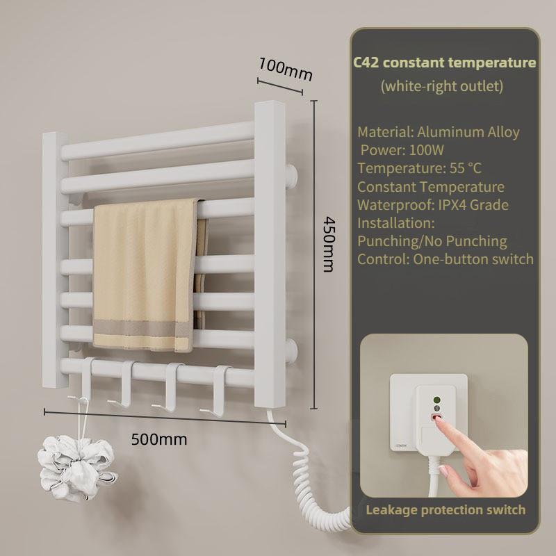 Bathroom Electric Heating Towel Aluminum Alloy Electric Towel Rack Bar Intelligent Constant Temperature Drying Towel Storage Rack