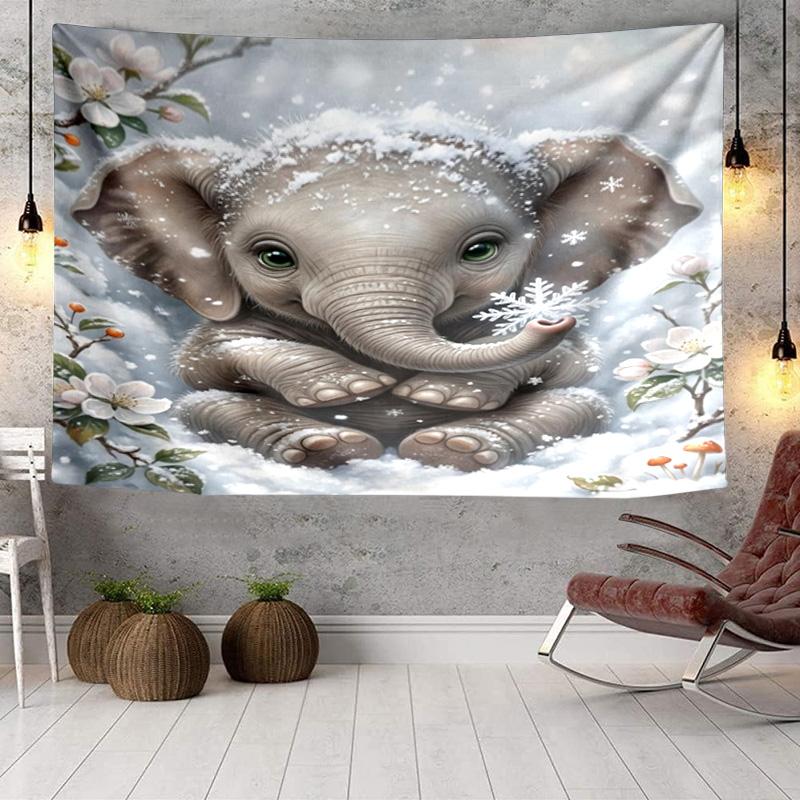 Elephant In Autumn Forest Tapestry, Unique Design Tapestry, Wall Decor for Bedroom,Livingroom, Playroom,Heartwarming Fan Holiday Gifts