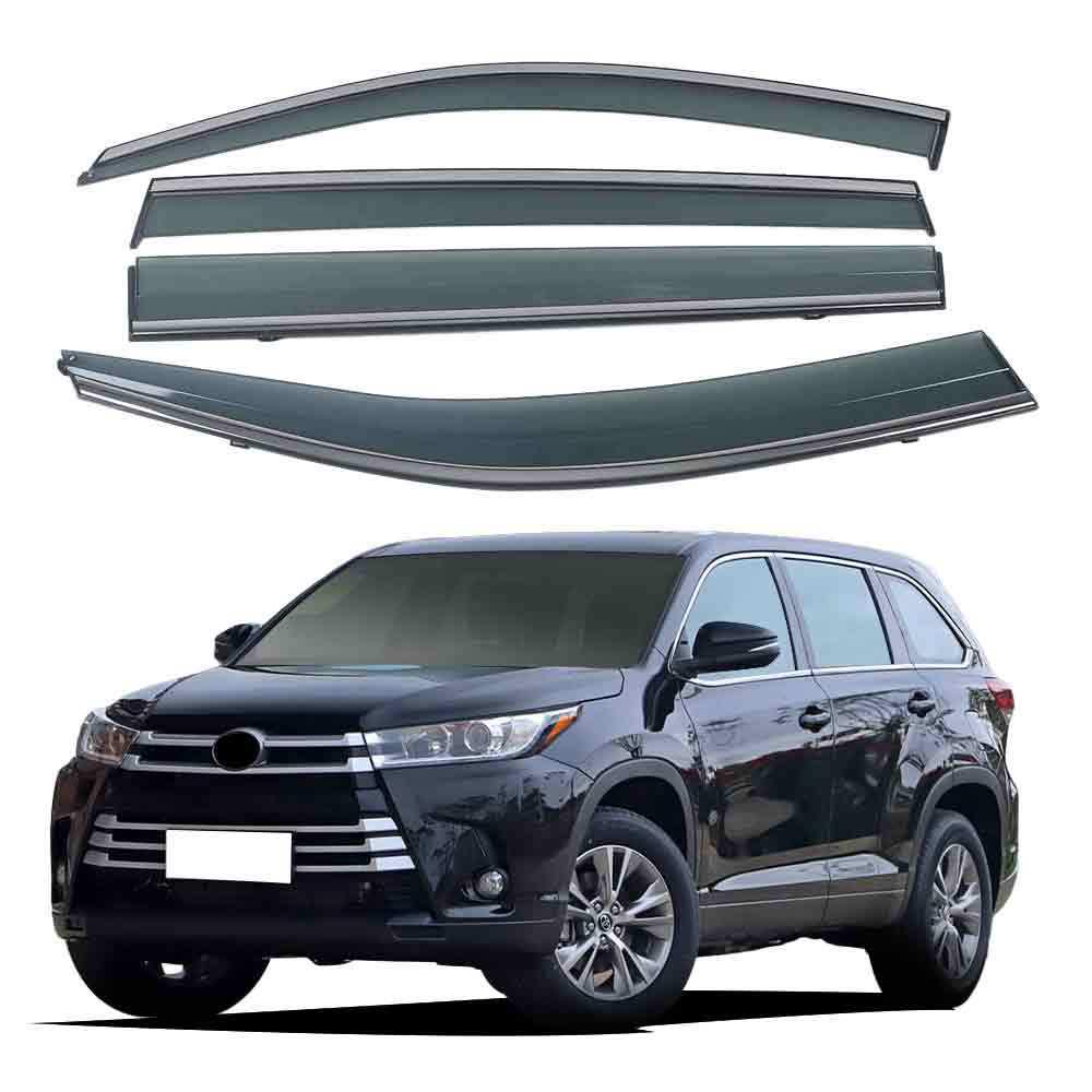 Toyota Highlander 15-21 Car Window Visors with Bright Trim