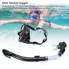 Adult Snorkel Set Wide View High Definition Tempered Glass Lens Diving Goggles and Full Dry Snorkel for Snorkeling Black