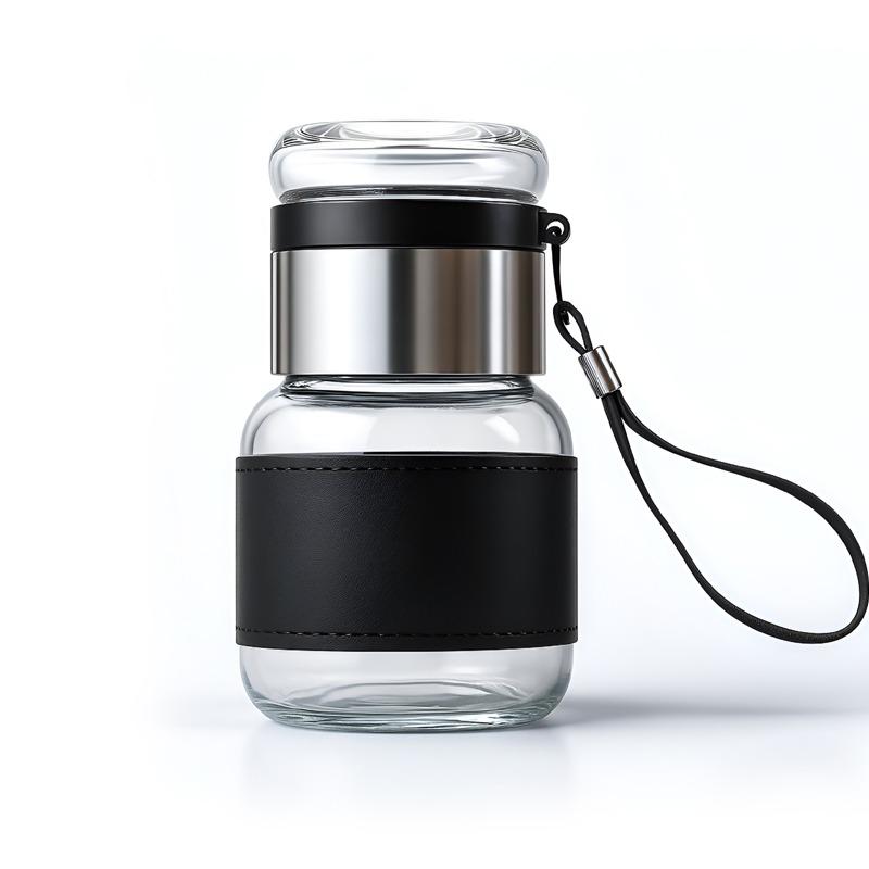 Ins High Value Pier Pier Glass Transparent Tea Cup Portable Car Water Cup Hand Cup Anti-scalding Tea Separation Cup