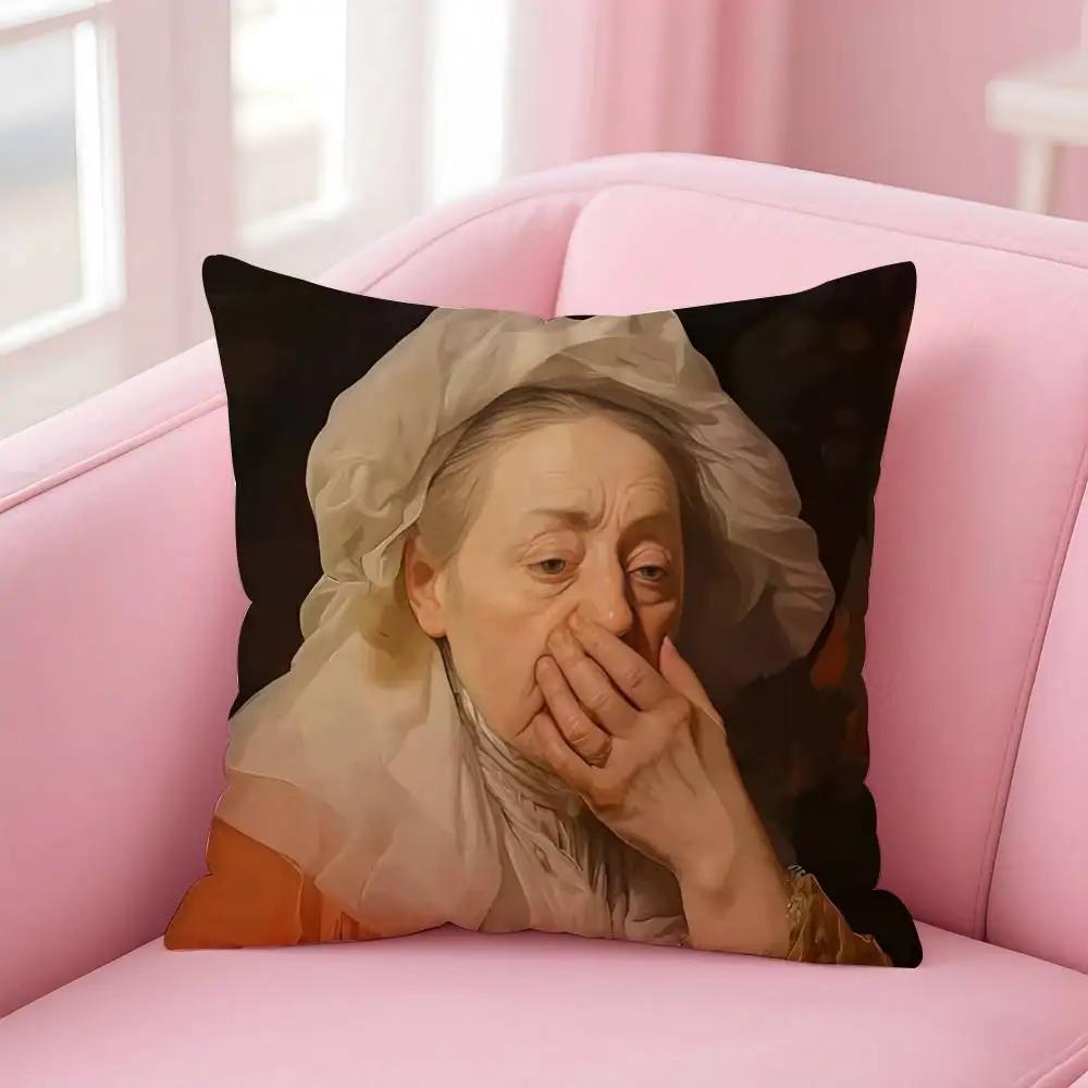 Mona-Lisa Wearing Pearls Girl Pillow Case Custom Printed Brushed Fleece Pillow, Baby Skin-Touch, Eco-Friendly Dye-Sublimation Cu