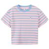 Girl's Striped Short Sleeve T-Shirt with 3D Patch