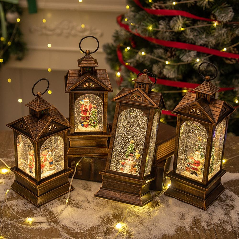 10.2 x 10.5 x 23.5cm Christmas Lantern Music Box Vintage Night Light Holiday Gift Tabletop Decoration