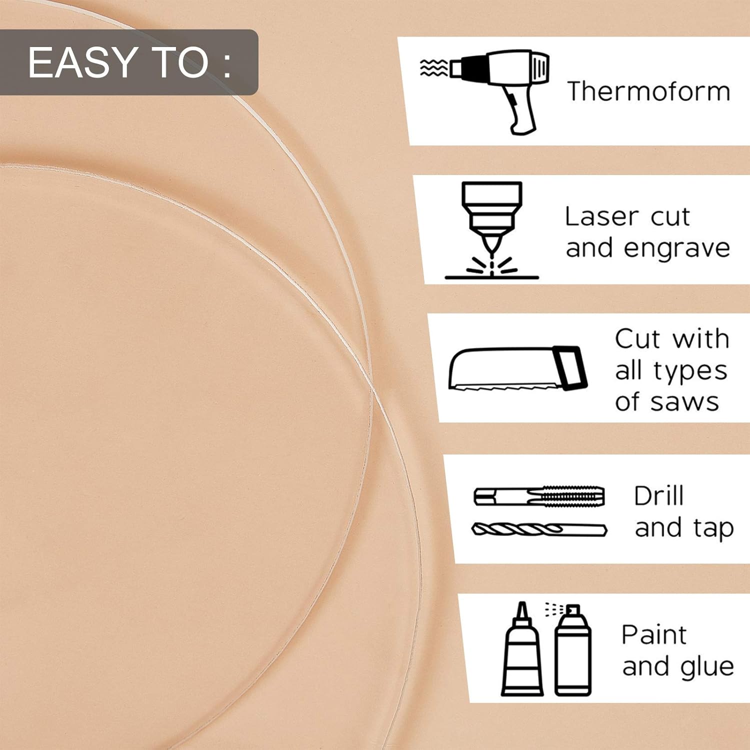 BENECREAT 5 шт. Прозрачный акриловый лист 5 дюймов, круглый диск, акриловый лист для декора, офисной вывески, подстаканников и других DIY-проектов, толщина 3 мм