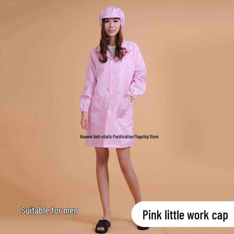 Antistatic Dustproof Long Sleeve Cleanroom Coat - Protective Workwear in White/Blue