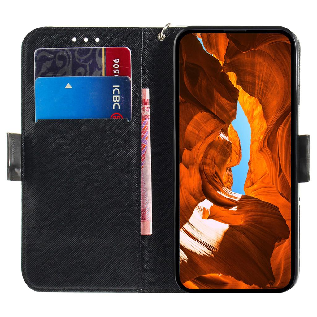 Wallet Phone Case for Xiaomi Redmi 11A 4G/12C 4G,PU Leather Pattern Printing Stand Cover with Strap