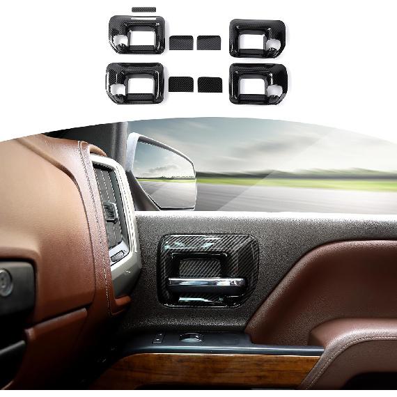 RT-TCZ for Chevy Silverado Chrome Inner Door Handle Bowl Trim Cover for Chevrolet Silverado GMC Sierra 2014-2018 Silver Chrome Interior Accessories чёрный