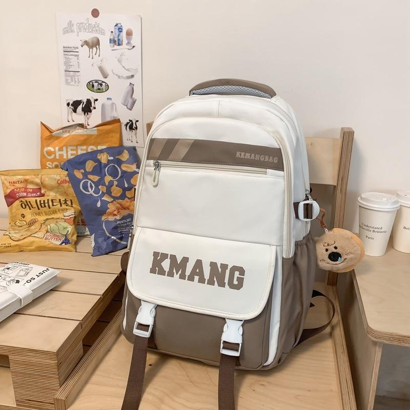 

Рюкзак для ученика средней школы с принтом букв, большой вместимости, повседневный, универсальный, в стиле колледжа, студенческий, сумка для компьютера, женский Without pendant темно-коричневого