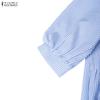ZANZEA Women Casual Round Neck Half Sleeve Loose Stripe Dress