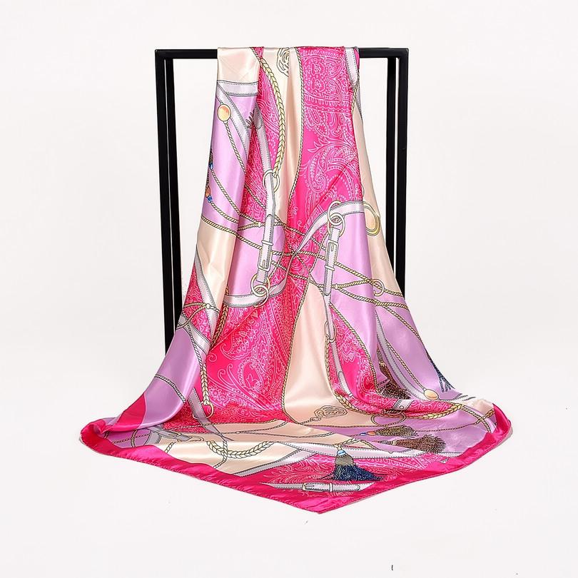 [BYSIFA] Coffee Women Silk Scarf Shawl Winter Elegant Brand Floral Large Square Scarves Wraps Fashion Muslim Head Scarf Blue,Red