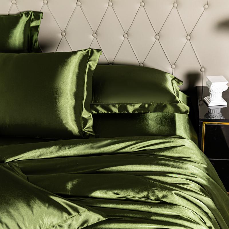 High Quality Bedding Set Skin Friendly Satin Quilt Cover Single Double Full Queen Solid Color Duvet Cover