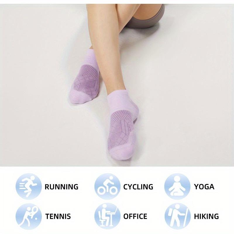 [5 Pairs Athletic Socks] 5 Pairs Women's Ankle Athletic Socks | Cushioned, Breathable Polyester, Low Cut Tab | All-Season Sports Socks for Running
