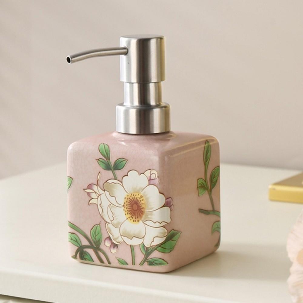 Ceramic Hand Wash Bottle Stainless Steel Pump Head Lotion Bottle  For Shampoo Shower Gel