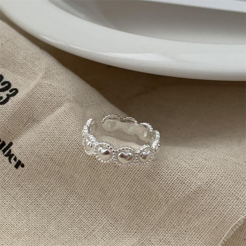 Exquisite Heart Ring For Women Adjustable Open Design Trendy Korean Style Fashion Jewelry