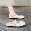 Mary Jane shoes spring 2025 new flat evening wind fairy with skirt bag head half slippers female bean shoes
