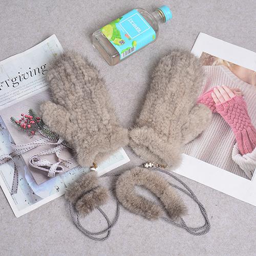 Fashion Winter Women Gloves Genuine 100% Real Mink Fur Glove Knitted Mittens Thick Warm Fur Gloves Mittens
