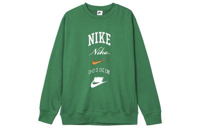 Club Fleece Letter Crew Neck Fleece Lined Casual Long Sleeved American Vintage Sweatshirt Men's Green FN2611-365