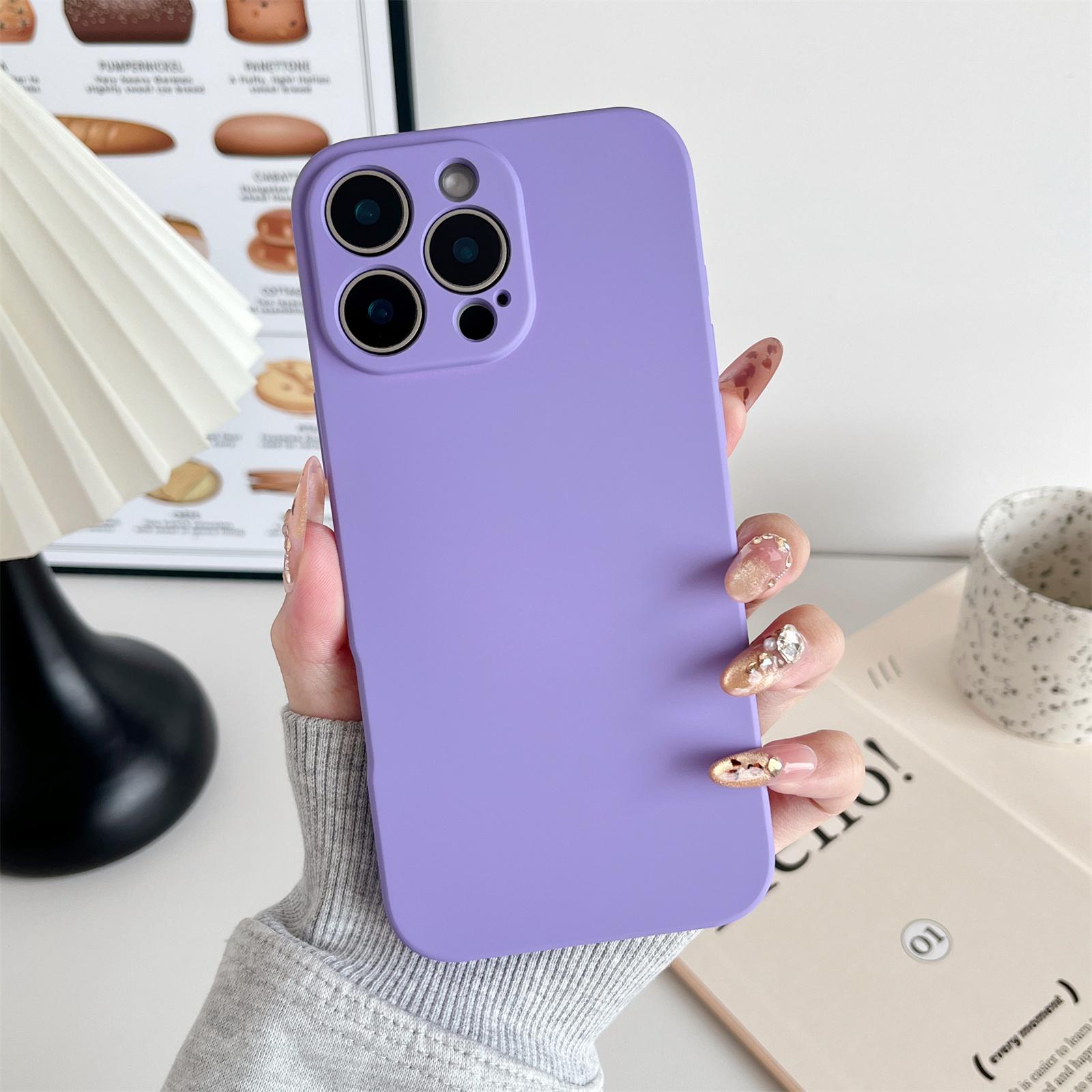 

For iPhone 16 Pro Phone Back Case Scratch Resistant Silicone Mobile Cover Lavender Purple