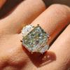 Luxurious Sparkling Square Set Zircon Women's Ring, Suitable for Bridal Engagement, Wedding Banquet Jewelry Gifts
