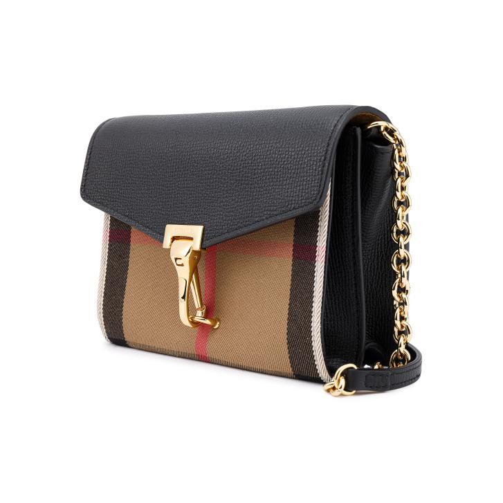 Burberry Karomuster Schnallenverschluss Rindsleder Schulter Crossbody Tasche für Damen in Schwarz und Braun