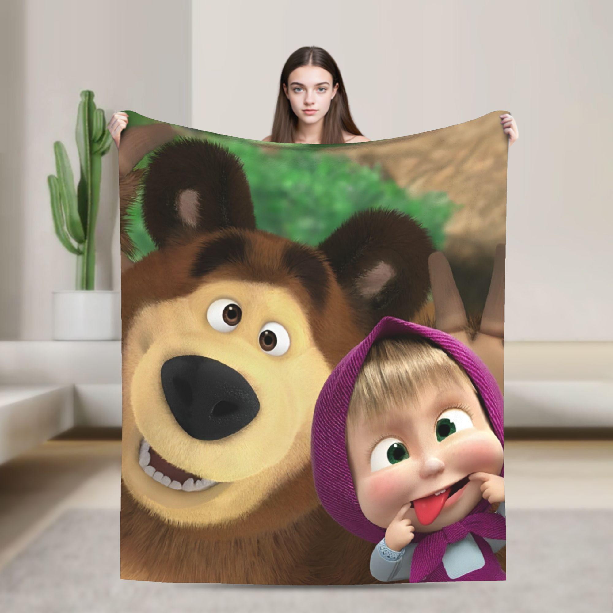 

Super Soft M-Mashas and B-Bears Throw Blanket Premium Fleece Flannel Lightweight Bed Blanket Cozy Plush Blankets All Season Use 100x150cm