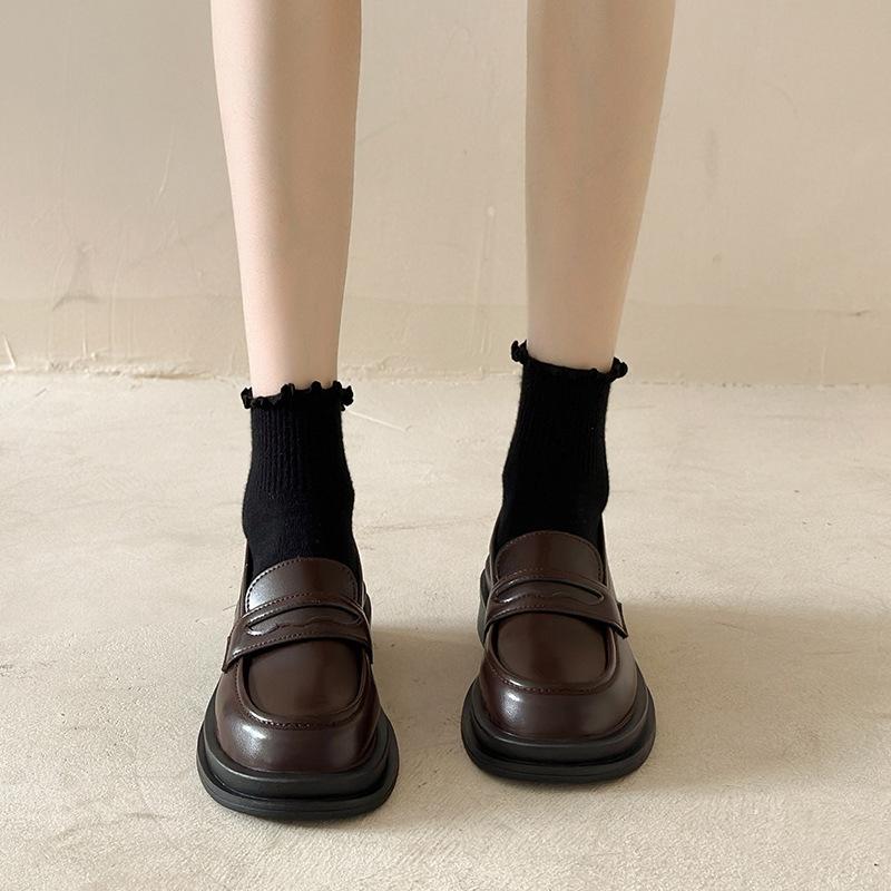 Soft-soled Small Leather Shoes Women's 2025 Spring and Autumn New British Style Black Platform One-pedal Loafers Jk Uniform Single Shoes