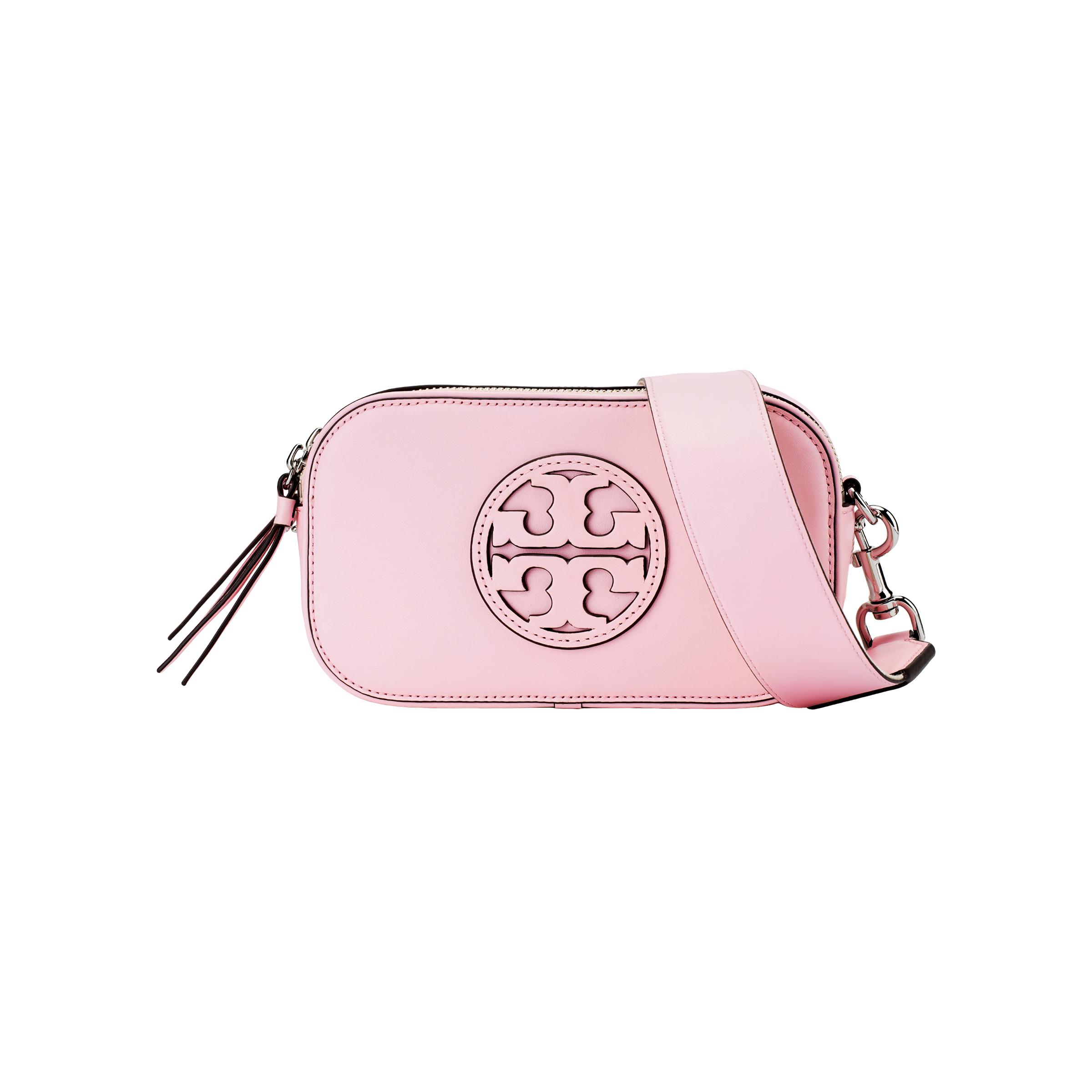 

Tory Burch Embossed Logo Embroidered Shoulder Strap Zipper Closure Hardware Leather Camera Bag Mini Women bags Pink 157633-650 Basic Set (Bag+Dust Bag)