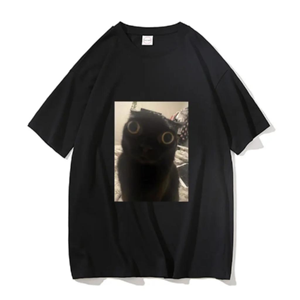 Jinx Up Close T-shirt Black Cat Pattern Print T Shirts New Fashion Cute Men Women Funny Tshirt Short Sleeve Couple Cotton Tees